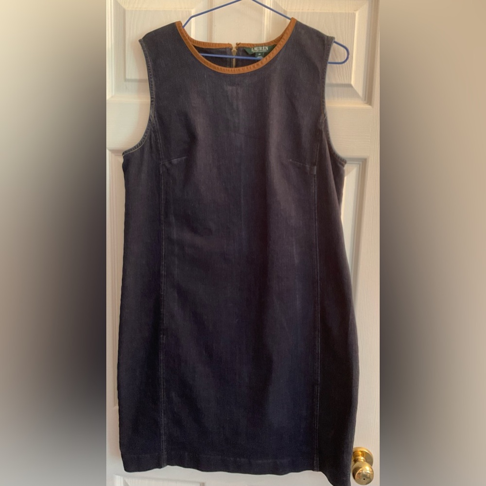 Lauren Ralph Lauren  Women's Denim Blue Sleeveless Dress Size 14